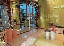 Le Mème Spa entrance styling with floral detailing